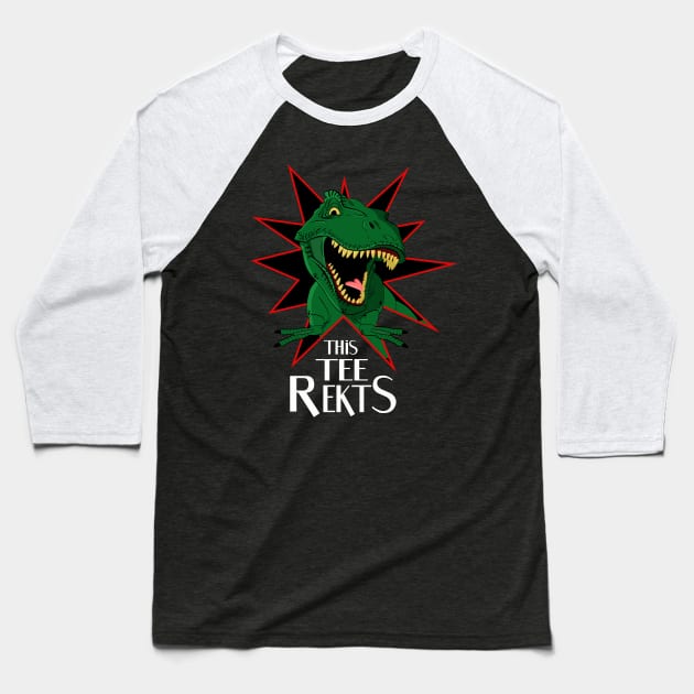 Tyrannosaurus Rex Baseball T-Shirt by rachybattlebot